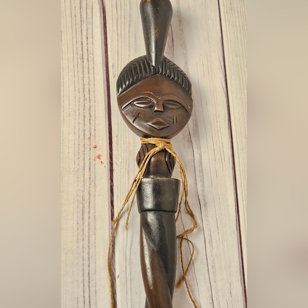 Handcrafted Wooden Tribal Sculpture Walking Stick African Ceremonial Stick